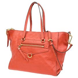 Louis Vuitton Lumineuse Handbag Monogram Empreinte Leather PM Red