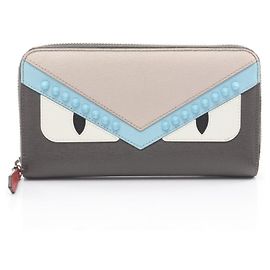 Fendi By the Way Round Long Wallet Brown Multiple colors Beige