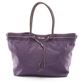 Prada Nylon Jacquard Handbag in Brown and Purple Brown Purple