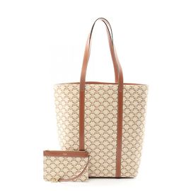 Céline Bolsa Tote Museu Triomphe da Celine Marrom Bege