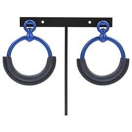 Orecchini Hermès Loop Grand PM in alluminio blu navy Nero Blu navy