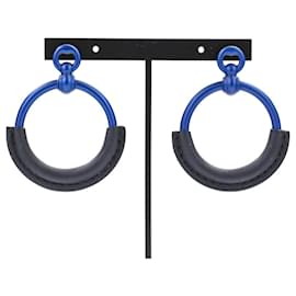 Hermès Loop Grand Ohrringe PM aus marineblauem Aluminium Schwarz Marineblau