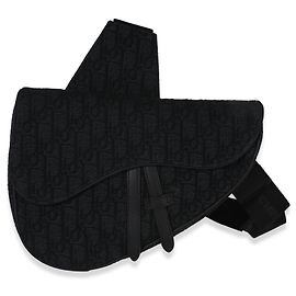 Borsa a tracolla in tela jacquard obliqua nera Christian Dior Nero