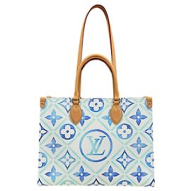 Bolsa de Ombro Louis Vuitton On the Go MM Branco Azul