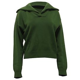 Bottega Veneta Strick-Polo-Pullover aus olivgrüner Wolle Grün Olivgrün