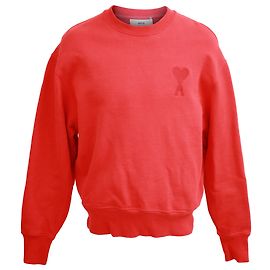 Sudadera de algodón rojo con logo aplicado AMI PARIS Roja