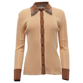 Chloé Strickjacke aus Pfirsichbaumwolle mit Spitzen-Details Angeln