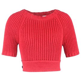 Top corto de algodón rojo con espalda abierta de punto RED Valentino Roja