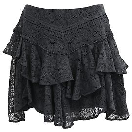 Falda mini de encaje en capas Iro Tale en algodón negro Negro