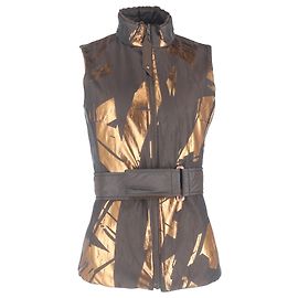 Escada Metallic-Print Quilted Down Vest in Brown Polyamide Brown
