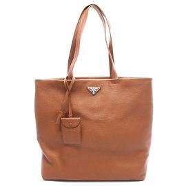Prada Leather Tote Bag Brown Brown