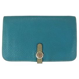 Hermès Hermes Dogon GM Long Wallet Blue Blue