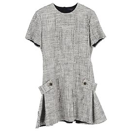 Louis Vuitton Tweed Crewneck Mini Dress in Grey Wool Grey