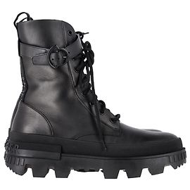 Botas de combate com cadarço Moncler Carinne em couro preto Preto