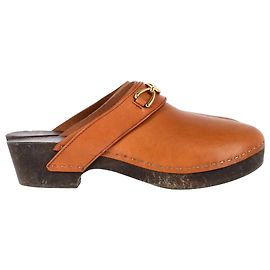 Céline Tamancos Celine Les Bois em couro de bezerro marrom Marrom Vermelho