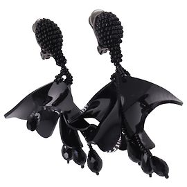 Orecchini a clip pendenti Impatiens in plastica nera di Oscar De La Renta Nero