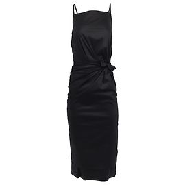 Abito midi con nodo frontale Sportmax Napoli in cotone nero Nero
