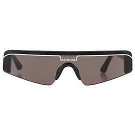 Balenciaga Ski BB0003S Rectangle Sunglasses in Black Acetate Black