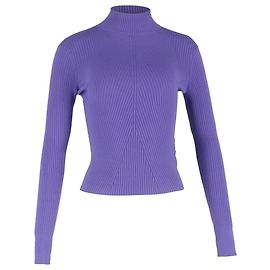 Maje Ripp-Turtleneck-Pullover aus lila Wolle Lila
