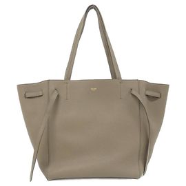 Céline Bolsa Cabas Phantom em Couro de Bezerro Celine Marrom Bege