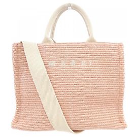Borsa Tote Marni EAST-WEST in cotone e nylon Rosa