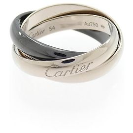 Cartier Trinity Ring 750 Weißgold Keramik Größe 14 Schwarz