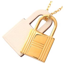 Collana Kelly Hermès in pelle placcata oro D'oro Metallico