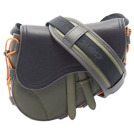 Dior Sacai Saddle Nylon Leather Shoulder Bag Green