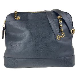 Sac à main en cuir vintage Chanel Triple Coco Mark Noir