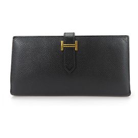 Portefeuille Long Hermès Béarn Souffle Epsom Noir