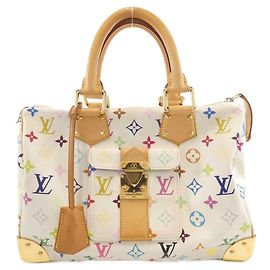 Bolso Boston Speedy de lona recubierta Multicolor de Louis Vuitton Blanco