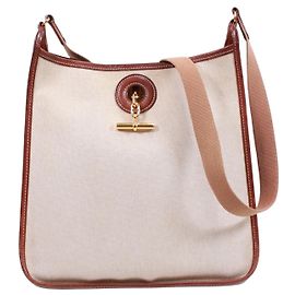 Hermès HERMES Bolsa de Ombro Vespa PM Marrom Bege Marrom