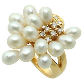 Tasaki K18YG Perlenring aus Gelbgold Golden Metallisch
