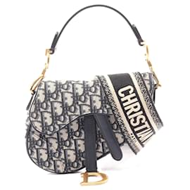 Dior-Dior Mini Saddle Bag Oblique Jacquard Canvas Leather-Brown,Beige