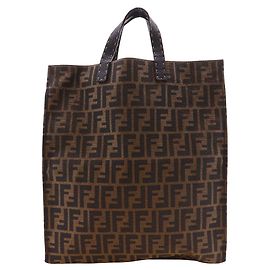 Fendi Zucca Nylon Canvas Handbag Brown