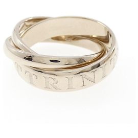 Cartier Trinity 750 White Gold Ring Size 14 Golden Metallic
