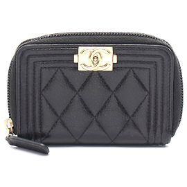 Monedero Chanel Boy de cuero negro Negro