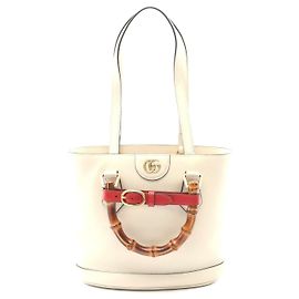 Gucci Diana Bamboo Small Tote Leder Tasche Weiß