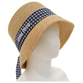 Miu Miu MIUMIU Raffia Hat Brown Beige