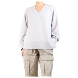 Vince Neutrales Kaschmir-V-Ausschnitt-Pullover - Größe M Andere