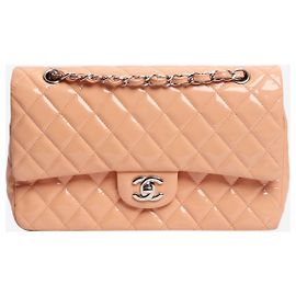Chanel Bolsa de couro envernizado rosa de dupla aba 2012 Rosa