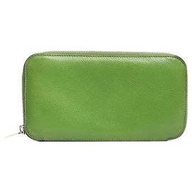 Valextra Green leather zip purse Green