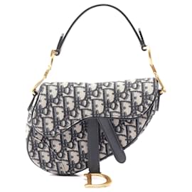 Dior-Dior Mini Saddle Bag Oblique Jacquard Canvas Leather-Brown,Beige