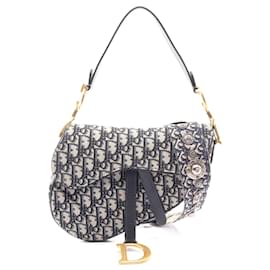 Dior-Dior Saddle Bag Oblique Jacquard Canvas Leather Handbag-Brown,Beige