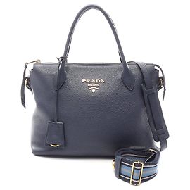 Prada VIT DAINO Leather Handbag Blue