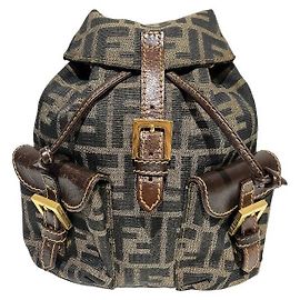 Fendi Zucca Canvas-Leder-Rucksack Braun