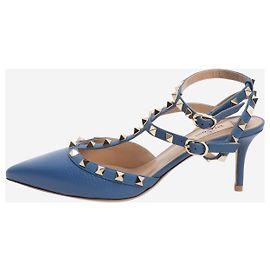 Valentino Blaue Leder Rockstud-Absätze - Größe EU 39 (UK 6) Blau