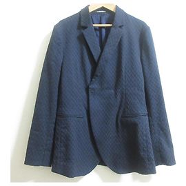 Emporio Armani Chevron Double-breasted Tailored Jacket Blue Navy blue