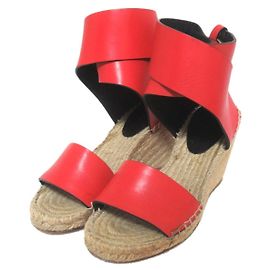 Céline Sandali Espadrilles in Pelle e Juta Celine Rosso