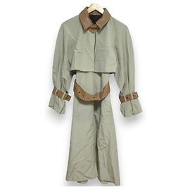 Trench coat de couro ecológico Paul Smith Marrom Bege Outro